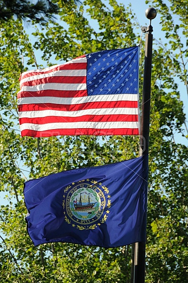 american and new hampshire flags