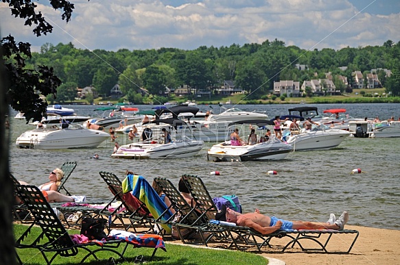 Vacationers At Lake