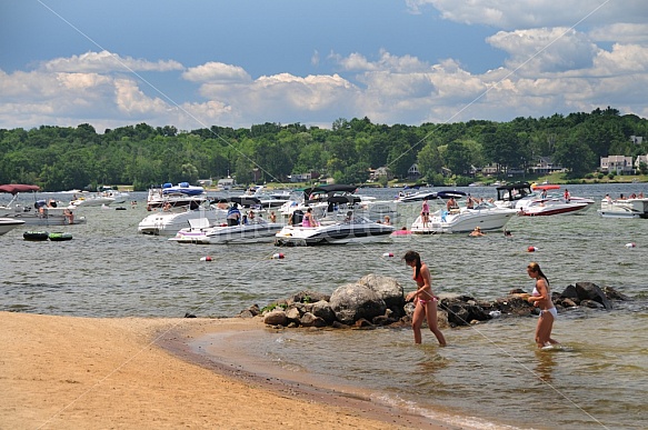 Vacationers At Lake