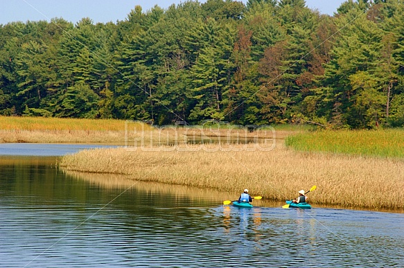 kayaking along the river